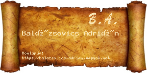 Balázsovics Adrián névjegykártya